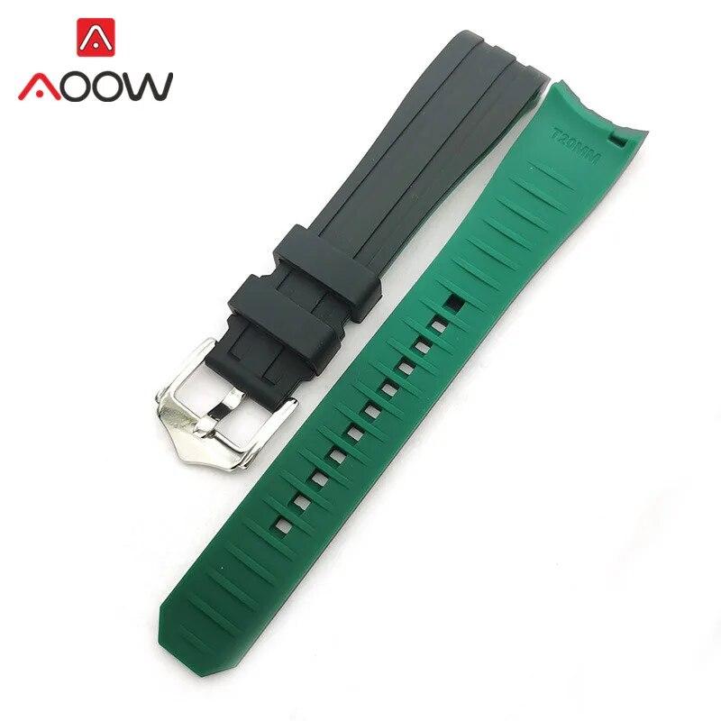 18/20/22mm Rubber Strap Curved End Stainless Steel Buckle Sport Waterproof Diving Men Quality Replacement Bracelet Watch Band
