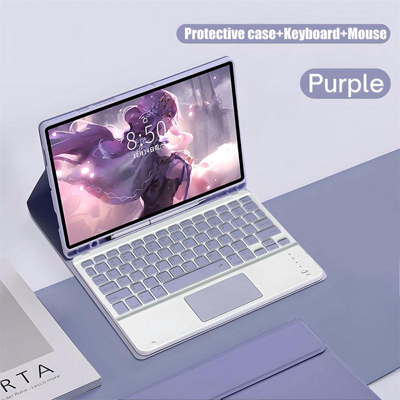 Compatible Samsung Tablet A11+ Bluetooth Keyboard Case with Touchpad, Pen Slot, and Detachable Leather Cover for A9plus X210.