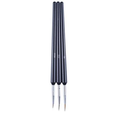 3pcs Black Handle Sharp Hand Nail Pen Manicure Tools Delicate Brushes UV Nail Gel