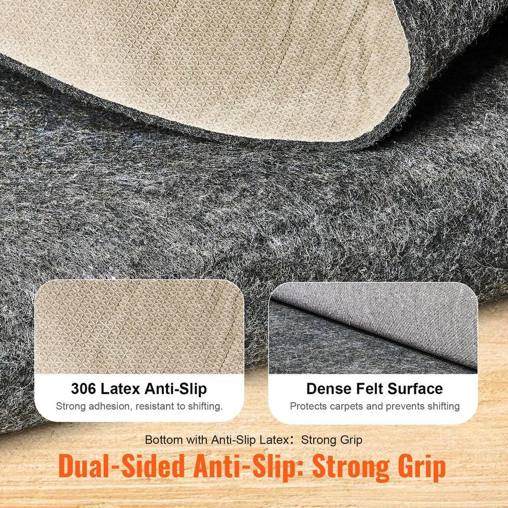 Non Slip Rug Pad Gripper 60.2 x 96 in Carpet Mat 0.24" Thick for Floor