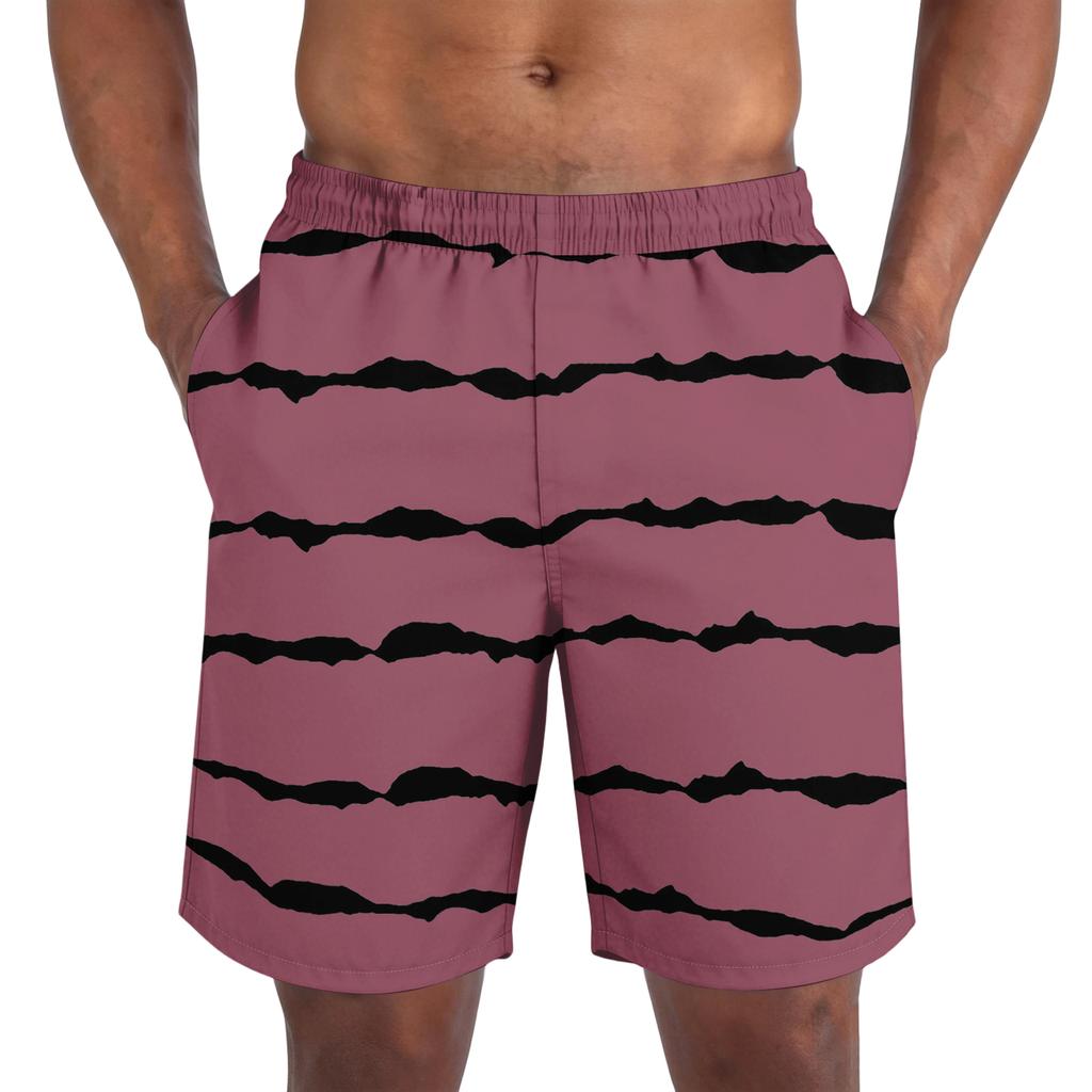 Herren Freizeit Trend gestreifte bedruckte kurze Hose - Leichte und atmungsaktive Herren Sportshorts