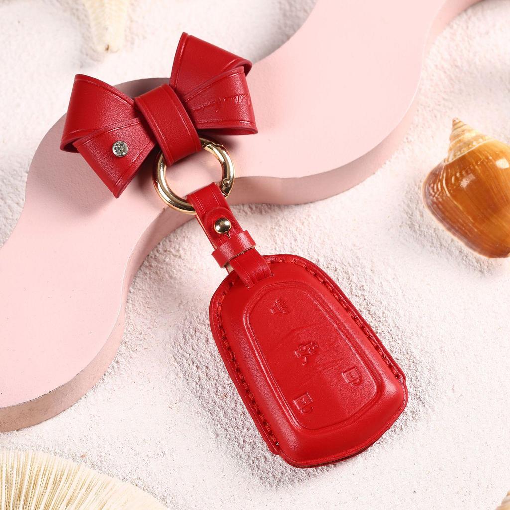 Cadillac Leather Key Cover for XT5 XT4 XT6 ATSL CT6 - Premium Car Key Shell