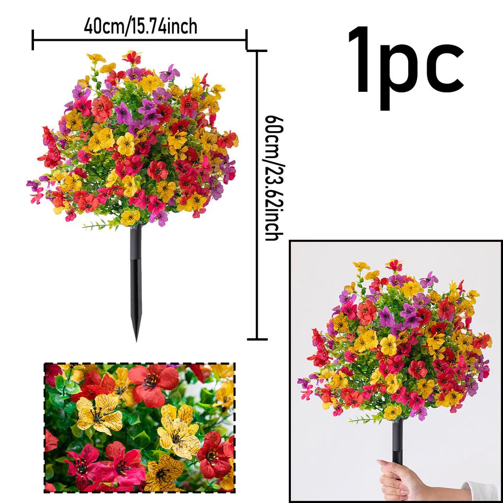 1Bundle Artificial Violet Flowers Balls with Stakes Realistic Outdoor Plants Fake Flower Greenery for Wedding Party Garden Decor