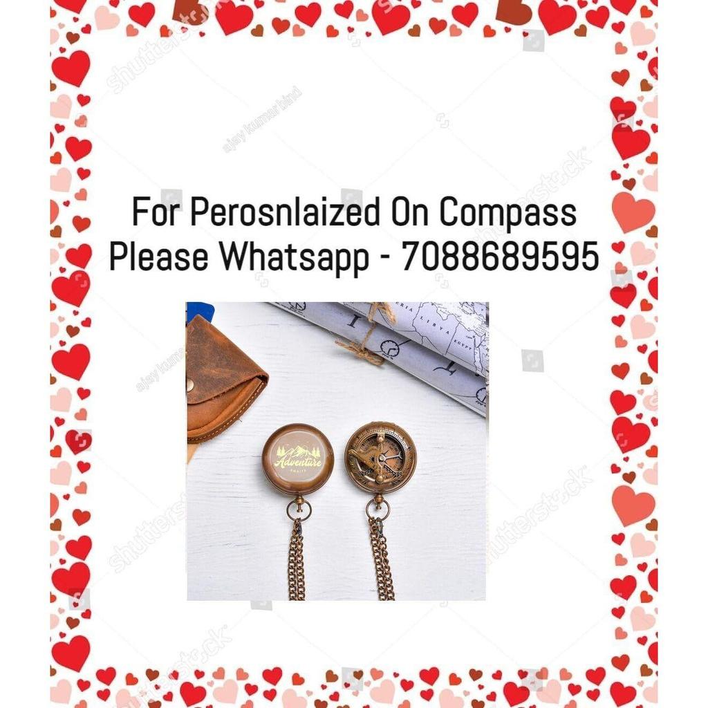 Pocket Compass Sundial Brass Nautical with Leather Cover Birthday Gift for Your Lovedones