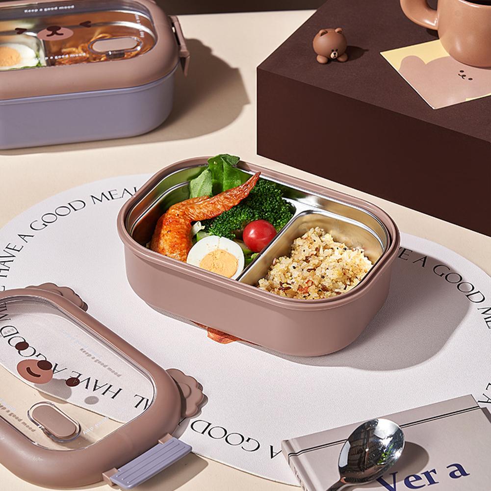 Stainless Steel Cartoon Lunch Box BPA-Free Children's Lunch Box Double-Sided Locking Design 1000ml for Adults/Students and Kids