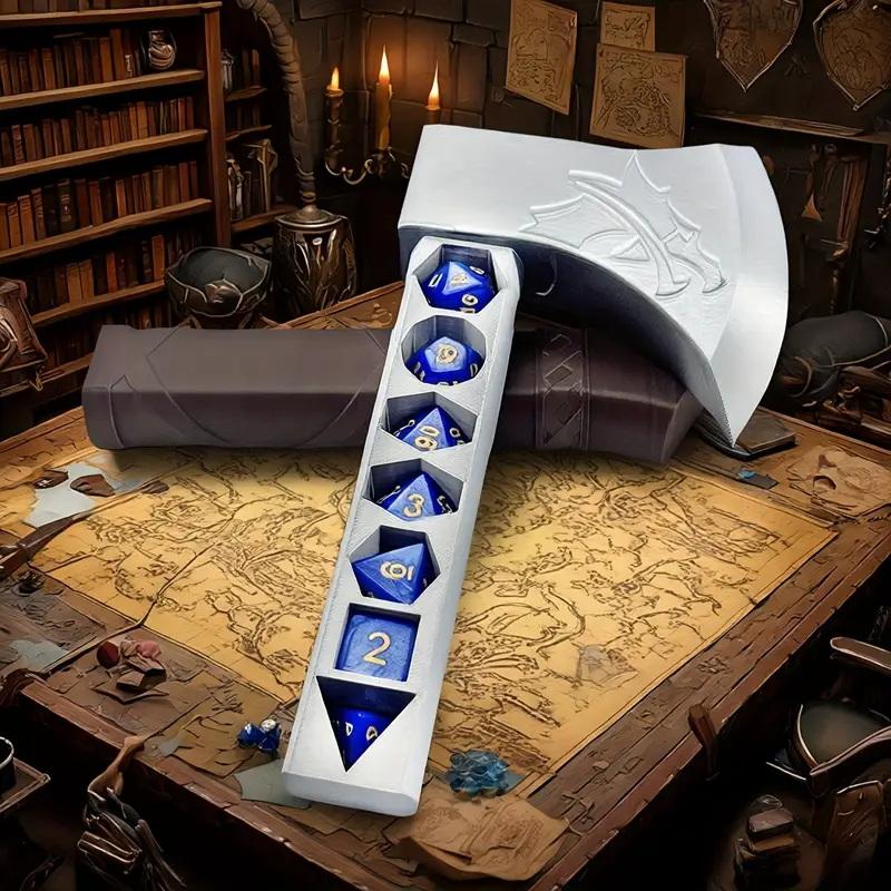 Tomahawk Würfelaufbewahrungsbox Kommt mit einem Satz Würfel, 22mm Standard Polyedrisches Würfelset, Ideale Tischspielzimmer Dekoration