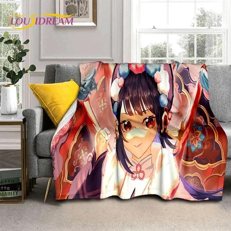 3D Niedliche Genshin Impact Cartoon Spiel Weiche Flanelldecke für Betten Schlafzimmer Sofa Picknick, Überwurfdecke für Outdoor-Freizeit Nickerchen Geschenk