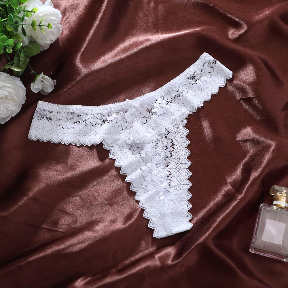 Women Sexy Lace G-String European And American High Quality Underwear BowTransparent Hollow Lace Pattern Women's Lingerie
