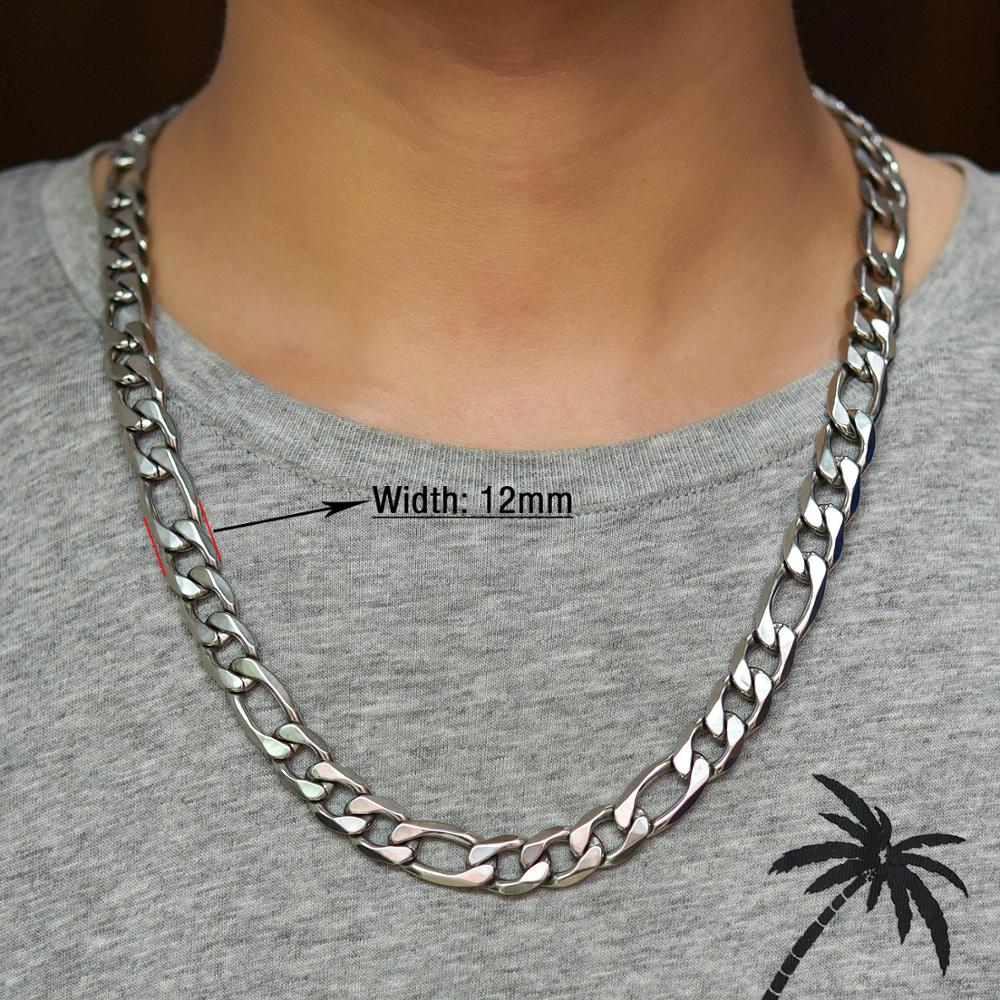 Classic Stainless Steel Figaro Chain Link Necklace Chains for Men Women Silver Choker Metal Jewelry Making Accessories