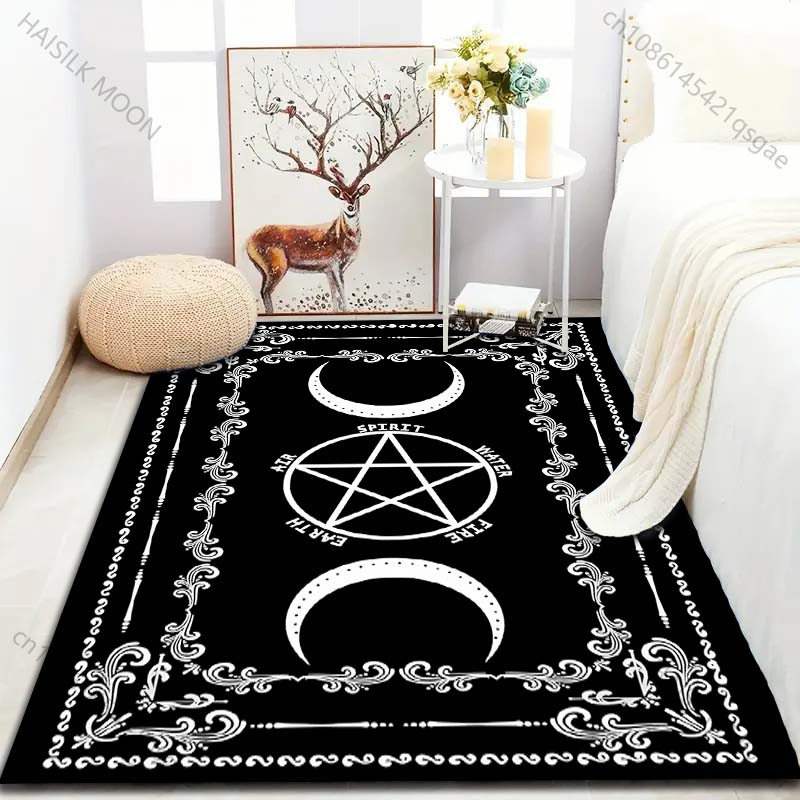 Mysteriöser Fünfeckiger Musterdruck Teppich für Wohnzimmer Schlafzimmer Bettseite Sofa Tisch Bodenmatte Große Größe Heim Bereichsteppich Dekor