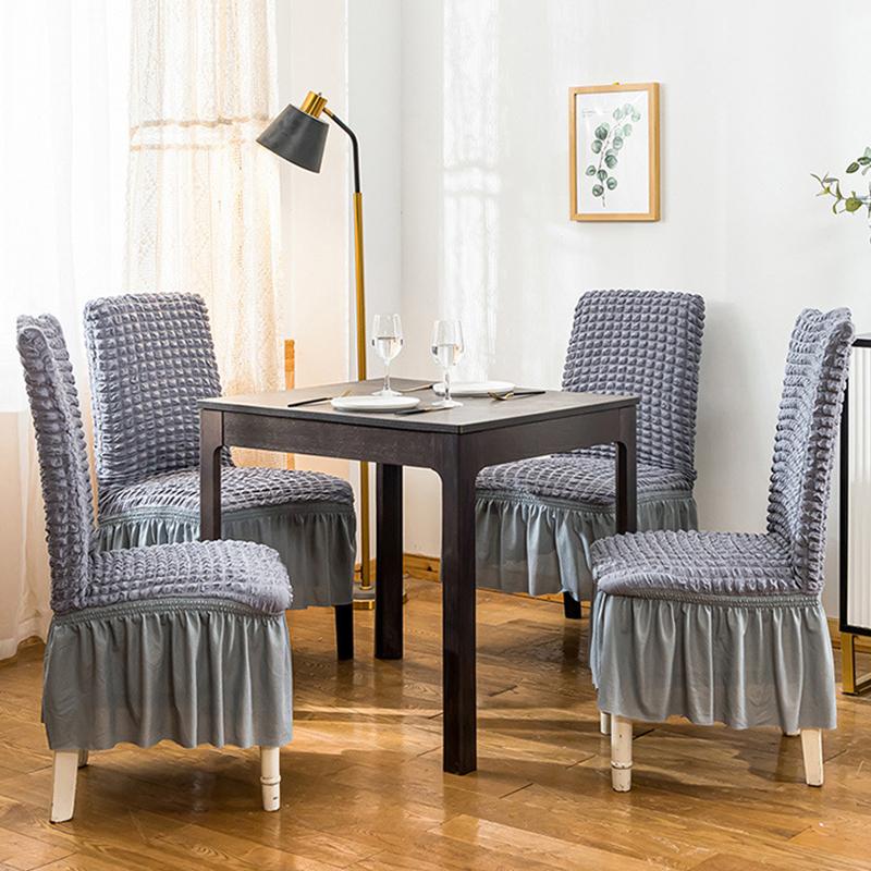 Thickened 3D Bubble Yarn Lace Skirt Chair Cover Home Universal All-inclusive Stretch One-piece Dining Chair Decorative Cover