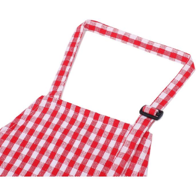 Jennice House Kids Aprons - Children's Artists Pure Cotton Gingham Apron With Pocket and Adjustable Neck Strap, Painting and Baby Chef Party Apron