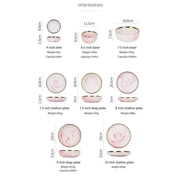 Tableware ceramic set marble household rice shallow