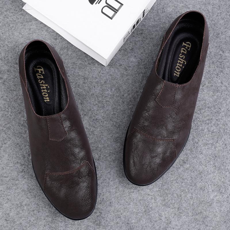 Men's shoes 2025 summer new men's large-size casual leather shoes British soft-soled soft leather lazy one-pedal Doudou shoes