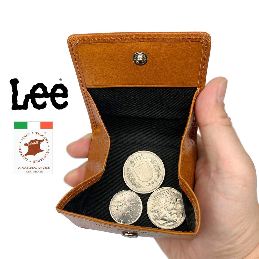 Lee Colors Luxury Italian Leather Coin Real Leather [8 Available] Box-Shaped Case, (0520512) (Navy)