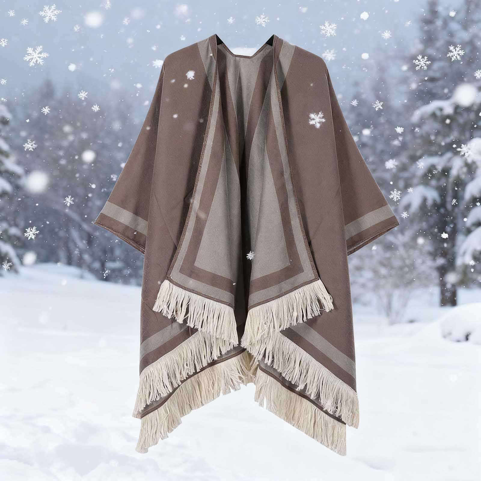 Женский универсальный шарф, полосатая дорожная шаль, имитация кашемира, накидка с разрезом и утолщением One Size