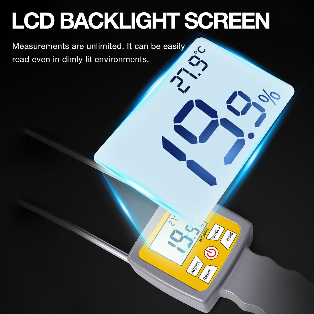 High Accuracy Hay Moisture Meter MT300H Forage Moisture Analyzer Digital Hygrometer Dual Probe Grass Straw Humidity Detector