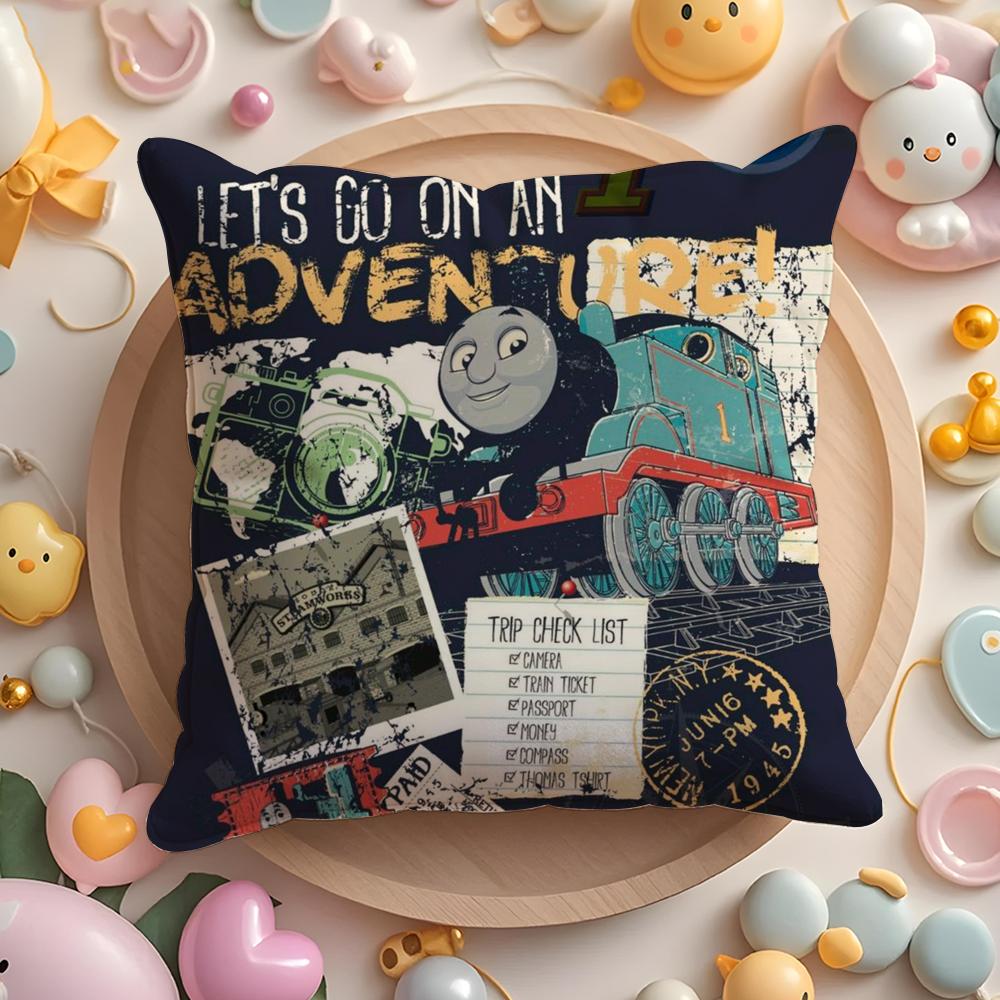 T-Thomas The Train Pillow Case Soft Plush Fabric Double-Sided Printed Cushion Cover Warm Winter Sofa Pillow Case