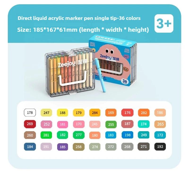 ZEEJOY 84/1 Colors Acrylic Markers Soft Brush Tip Paint Pen for Fabric Rock Painting Stationery Art School Office Supplies
