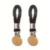 2PC Wood Durable Towel Clip Home Decoration Hook Bathroom Cotton Rope Multi-Function Hanger Rural Style 11.5x3cm