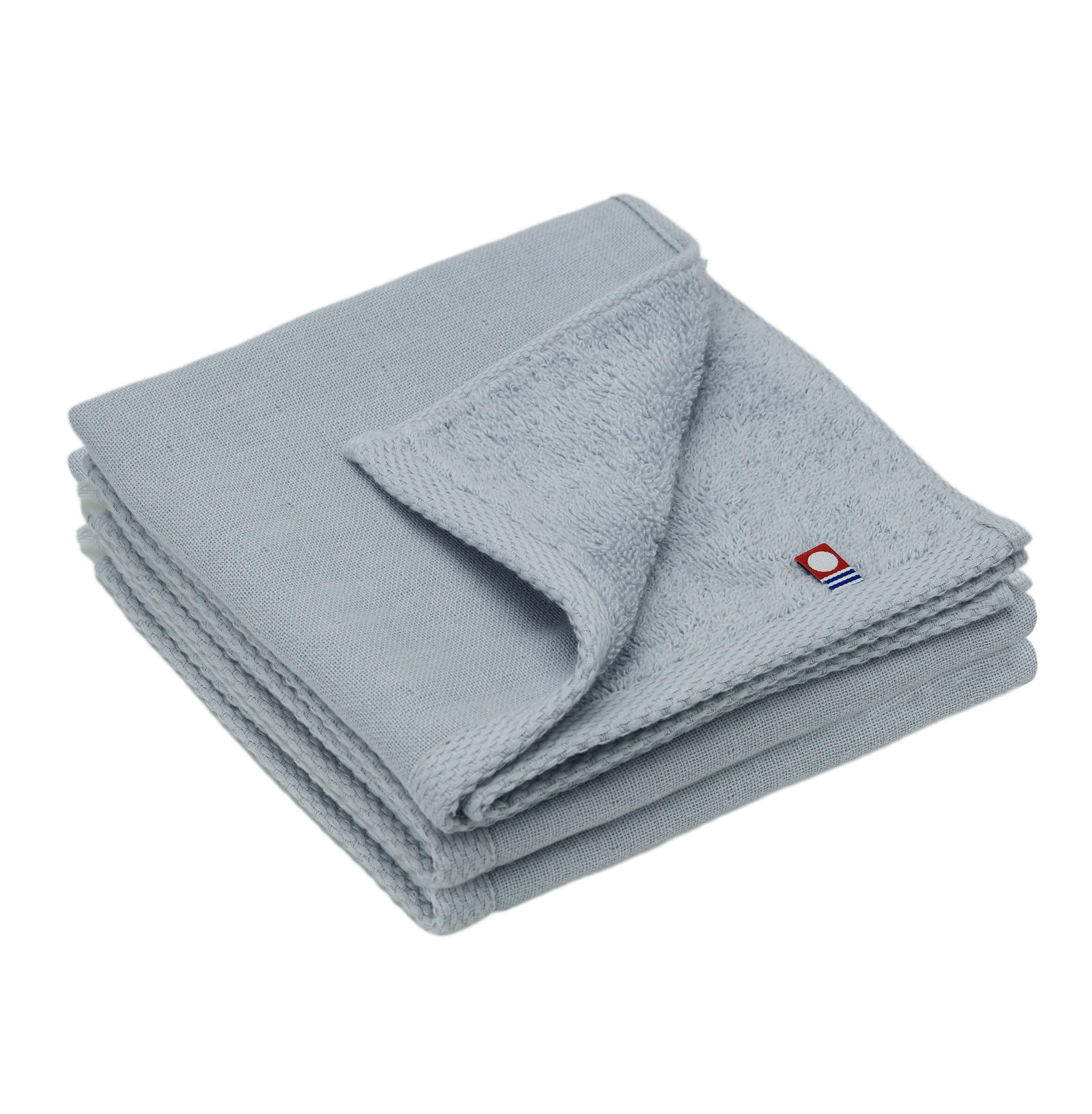 

Broccoli House Imabari Pile Gauze Hand Towels of 34 x Made in Cotton & (Set 3), 35cm, Thin, Quick-Drying, Absorbent, Japan, 100% (Ash Blue)