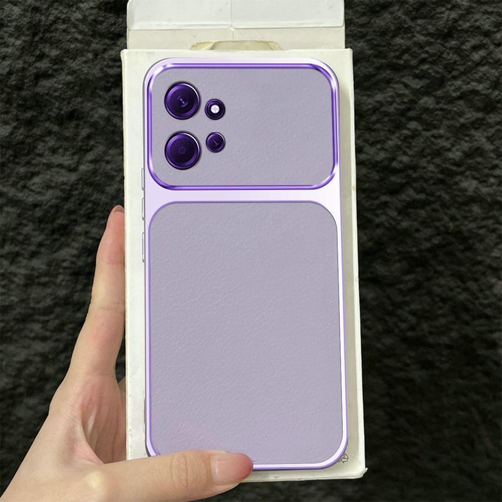 Premium Executive Leather Case for Xiaomi Redmi Note 12 4G Large Window Lens Protector Cover