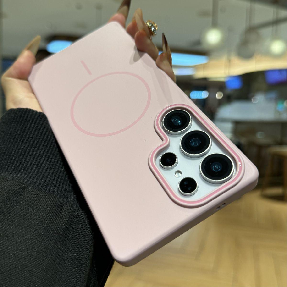 

Suitable for Samsung S25ultra Phone Case Fine Magnetic Suction Ring S24FE Skin Scrub S23 Full Inclusive Simple Protective Case Galaxy S23 Ultra