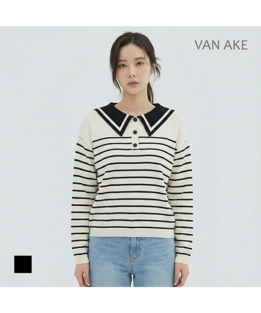 VANAKE Contrast Collar Stripe Knit_Vb34Ktq303Z