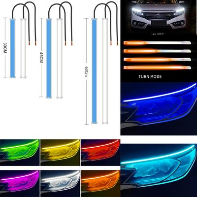 1Pair Start Scan DRL Car Daytime Running Light Flexible Waterproof LED Strip Sequential Turn Signal Light For Auto Headlight 12V