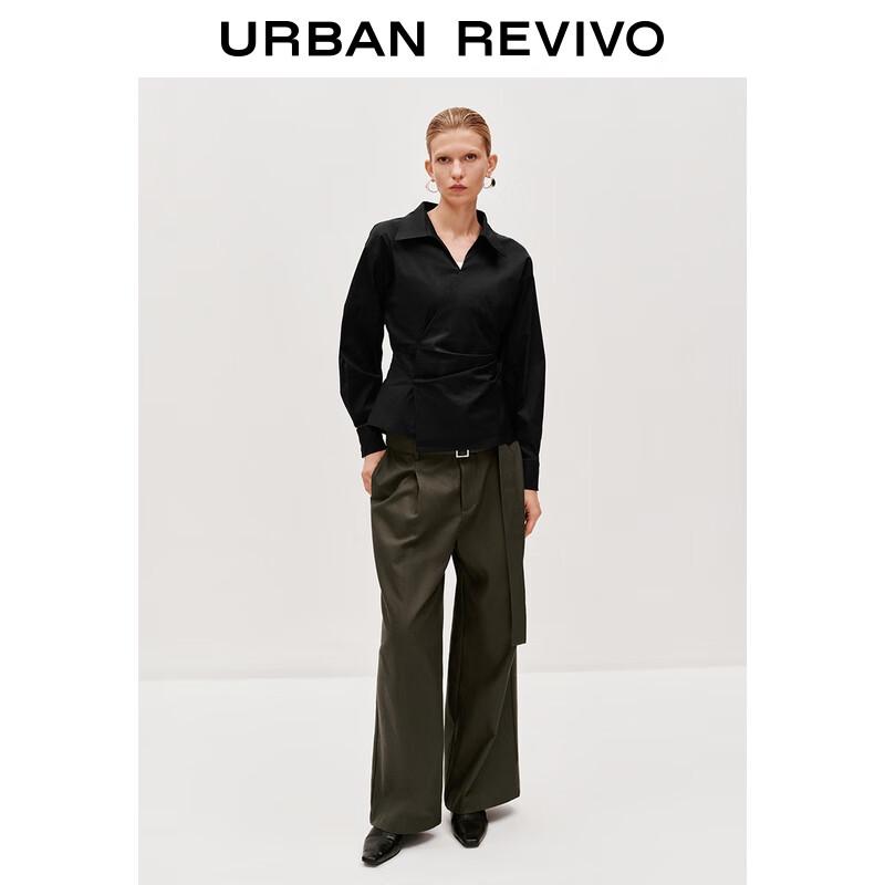 UR 2025 Autumn Belted Cotton Wide-Leg Pants