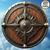 Wikinger Schild Metall Wandkunst, Flammenblatt Muster Heimdekoration