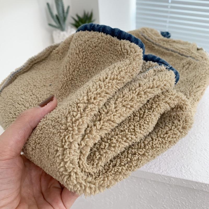 Children's Fleece-lined Jeans Boys Girls Plush Velvet Denim Pants New Kids Winter Thickened Warm Trousers Infant Clothing