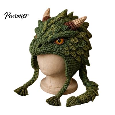 Handmade Winter Ear Protection Hat Animal Crochet Kit, Fantasy Hood DIY Cute Pattern Unicorn Fox Frog Earflap Crafting Kit for Adults Teens Ergonomic
