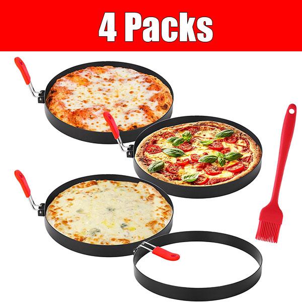 2/4 Packs 8 Inch Omelette Rings for Griddle Large Stainless Steel Nonstick Pancake Molds With Oil Brush Omelet Egg Ring Maker