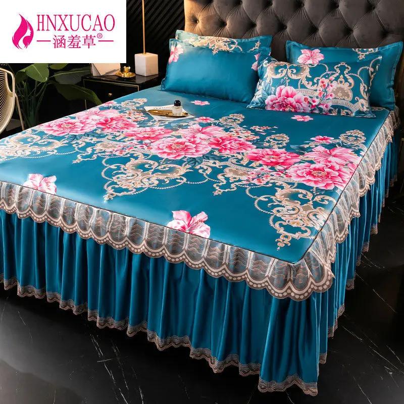 3Pcs/Lot Bed Dress Lace Set Full King Queen Double Beds Cotton Bed Sheet with Pillow Cases Suitable for Bedding Cover