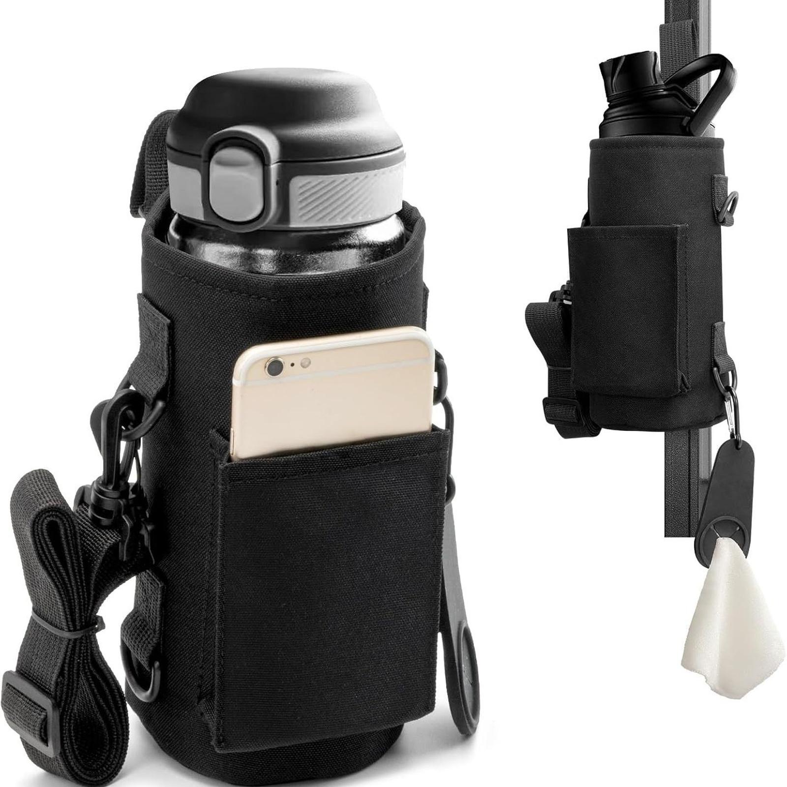 

Портативный спортивный чехол-подставка для бутылки/стакана с водой для аксессуаров для спортзала, большая вместимость, магнитная сумка-переноска для фитнеса с карманом для телефона One Size