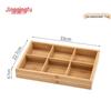 304 Stainless Steel Multi-Compartment Hotpot Prep Tray with Bamboo Base