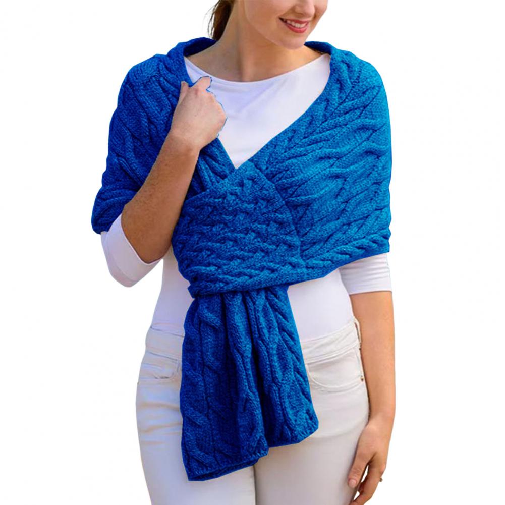 Cozy Knit Scarf Winter Warm Women's Scarf Shawl Collection Solid Color Thickened Knitted Scarf Long Large Scarves for Office