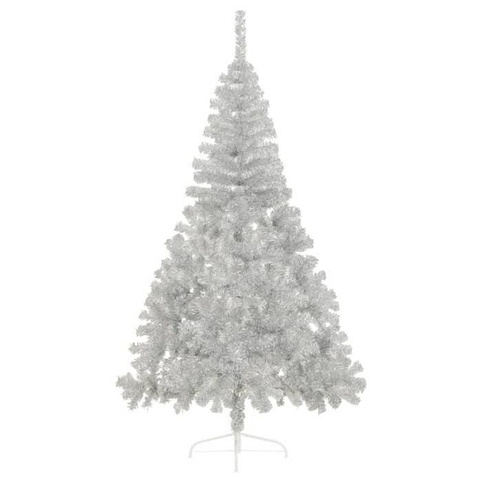 VidaXL Demi sapin de Noël artificiel avec support argenté 180 cm PET 344697