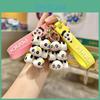 Yellow Silicone Stacking Panda Keychain Adorable Cartoon Animal Bag Charm Car Accessory