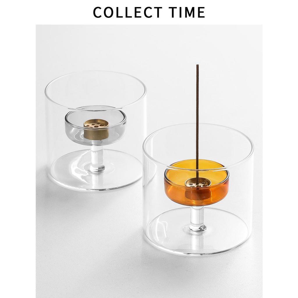 Assiette Porte-Encens en Verre de Niche - Design Ancien et Simple, Cadeau d'Anniversaire Créatif, Ornement de Bureau