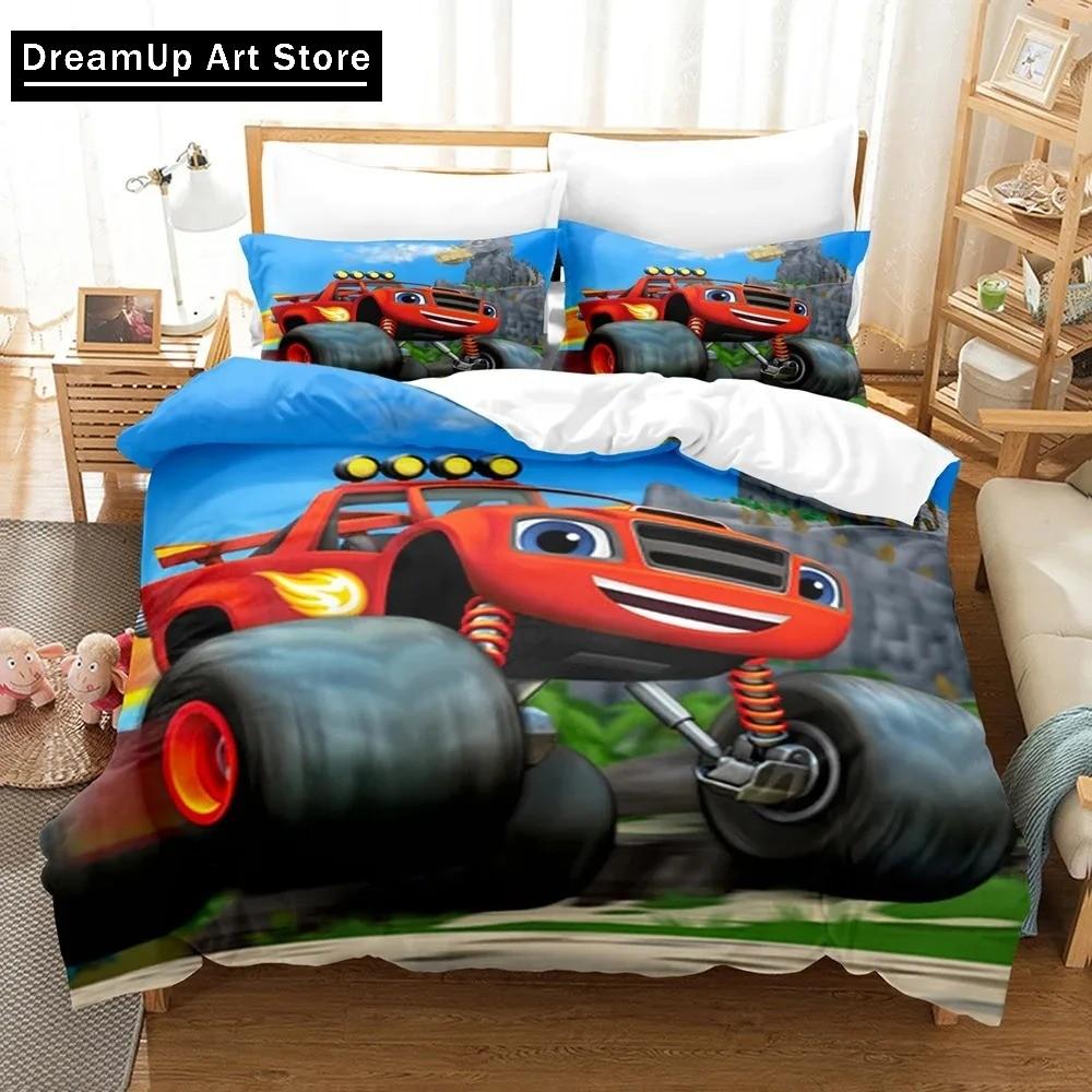 3D Print Blaze N Monster Machines Bedding Set Cartoon Duvet Cover Double Twin Full Queen King Adult Boys Bedclothes Quilt Cover