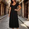 Long Nightgown for Women Short Sleeve Crew Neck Lounge Night Dress Casual A-Line Summer T Shirt Dress