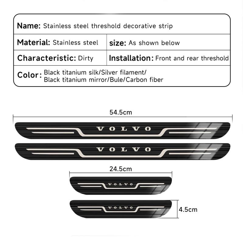 Car Stainless Steel Door Sill Scuff Plate For VOLVO XC60 XC90 S60 S90 V60 V90 EX30, Carbon Fiber Threshold Protective Sticker