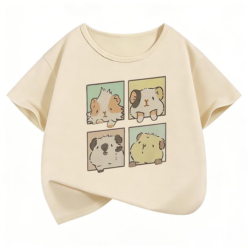Cute Cat Graphic Kids Tshirts Summer Short Sleeve Tees Cartoon Animal Boys Girls Clothes Kawaii Kitten Tops Y2K Tshirt 110