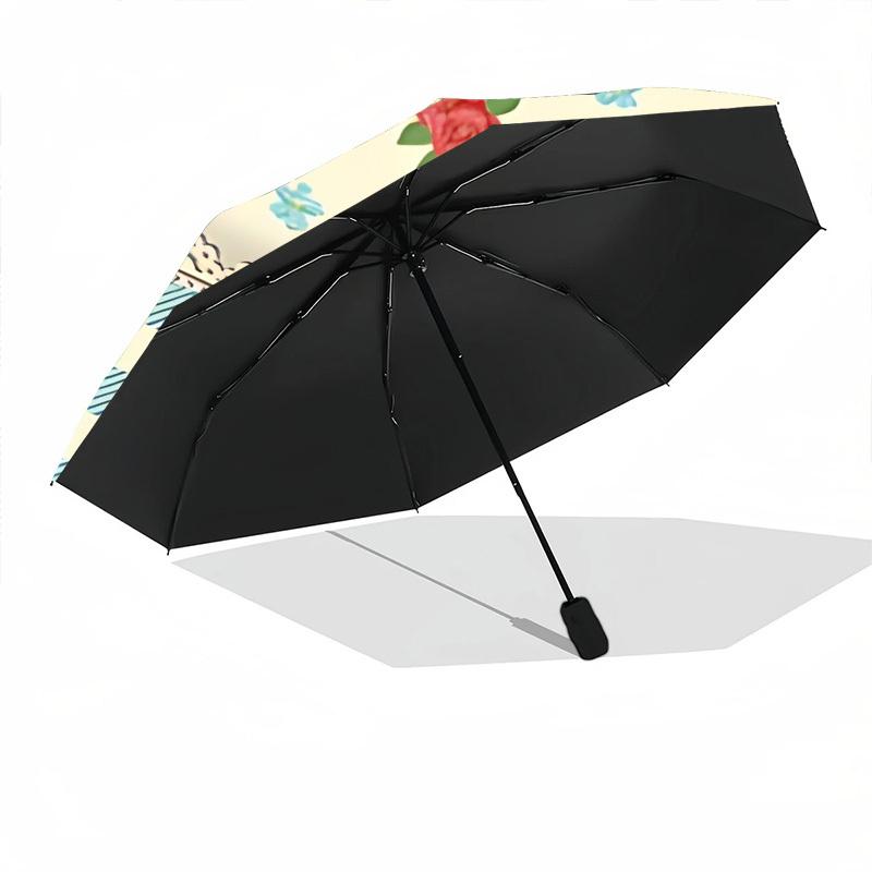 1 Stück Blumengkorb Automatisches Öffnen/Schließen Faltbarer Regenschirm mit 8 Rippen, Tragbarer Sonnenschirm Geburtstags- und Feiertagsgeschenke yy251231132