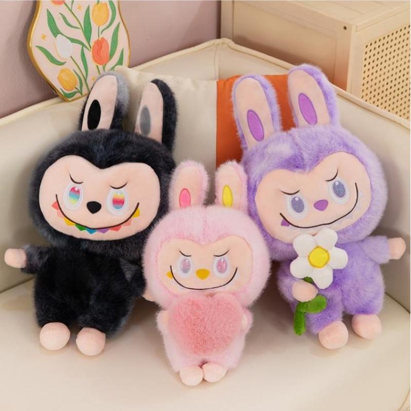 1 Piece New 35cm Tie-dye Labubu Plush Toy Cartoon Cute Cloth Doll Kids Gift