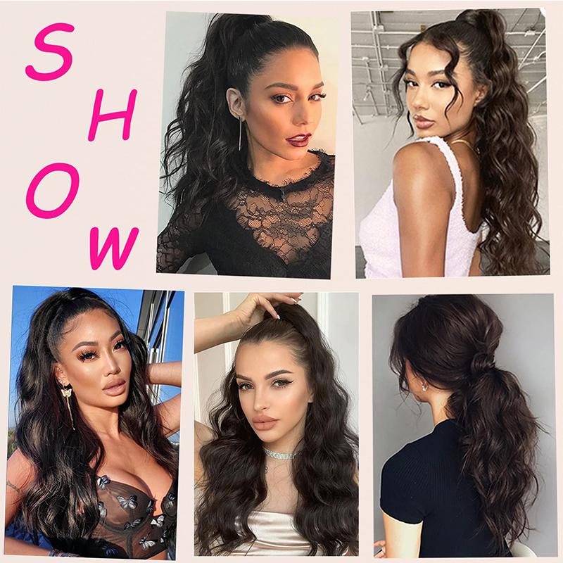 Long curly hair ponytail Ponytail Extension Straight Drawstring Pony Tails Hair Extensions Long 22 inch Synthetic Fake Ponytails Natural