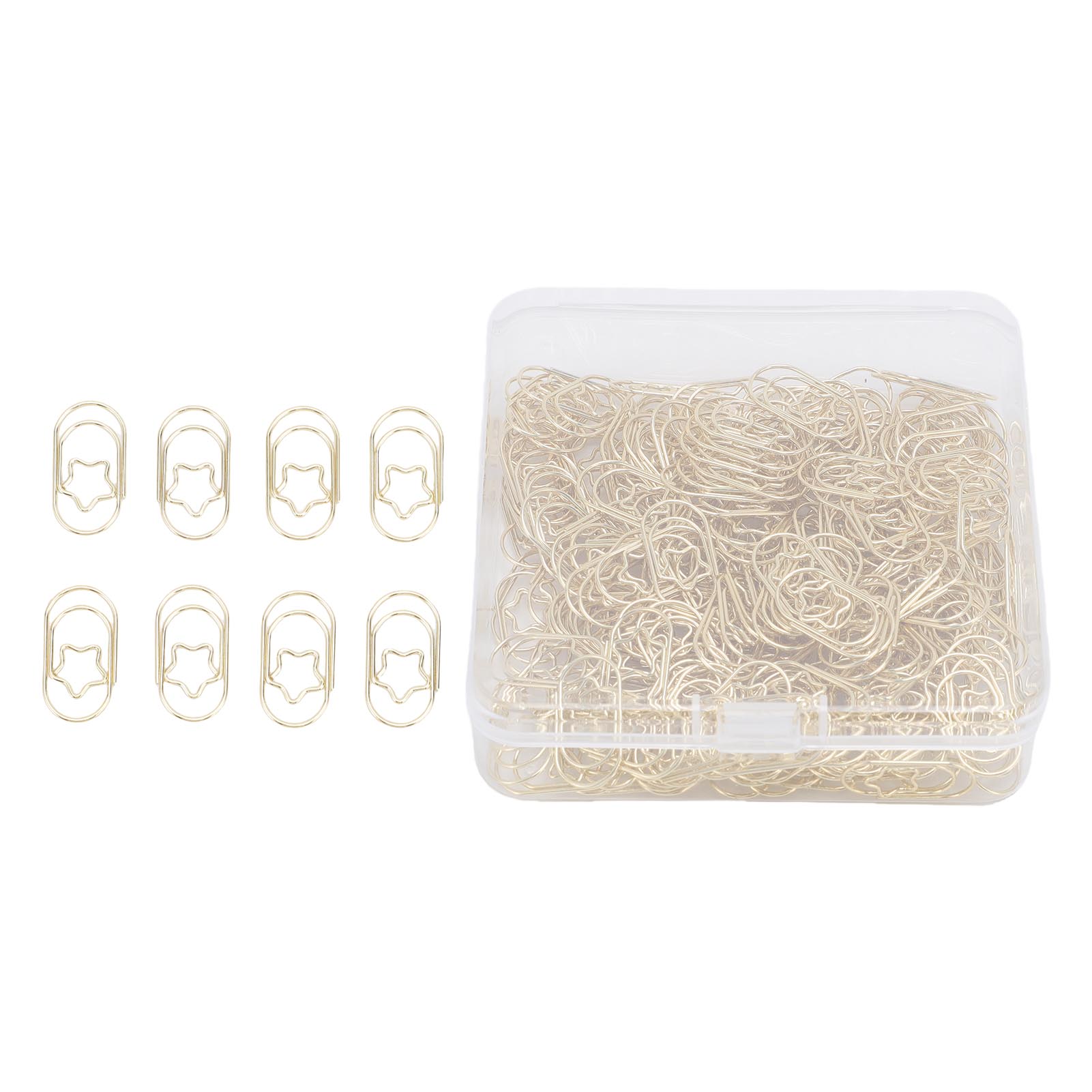 

200 шт. Скрепки для бумаги в форме звезды, золотые, милые, забавные, декоративные, металлические, закладки, зажимы для планера с прозрач