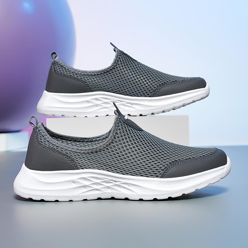 2025 new summer breathable mesh casual sports shoes one-pedal mesh shoes thin large size men's shoes lightweight